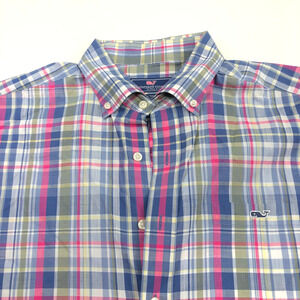 Vineyard Vines Classic Fit TUCKER Large Button Cotton Plaid Casual Collar Shirt